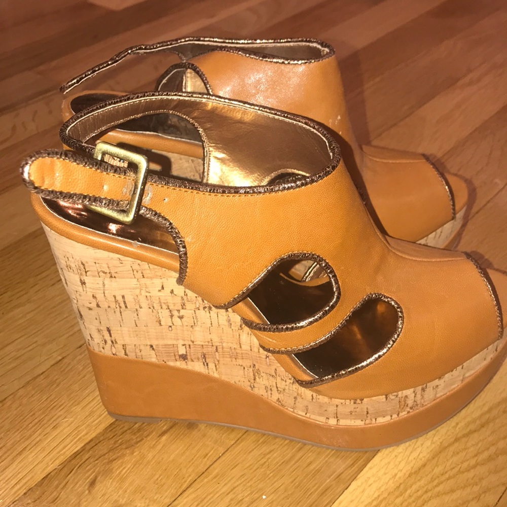 Enigma lightweight leather cork platform sandals